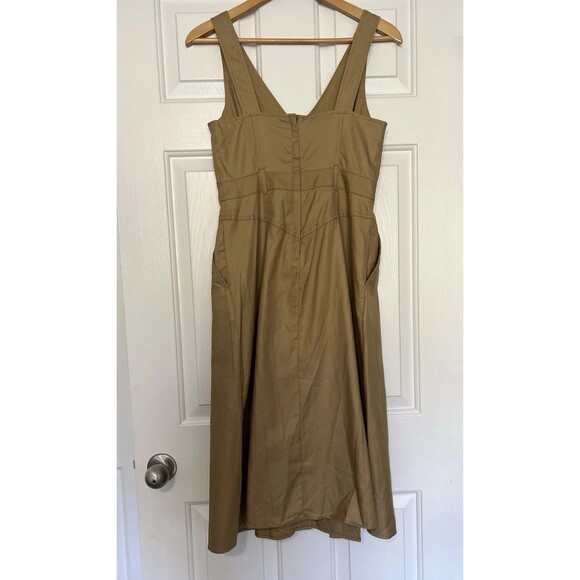 Banana Republic Drop Waist Midi Dress Brown Button Size 4P - Picture 8 of 13